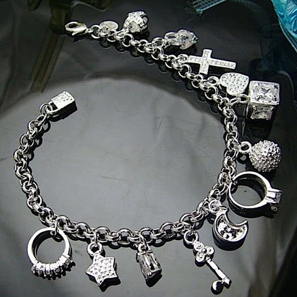 Sterling Silver Charm Chain Link Bracelet - Picture 12 of 14